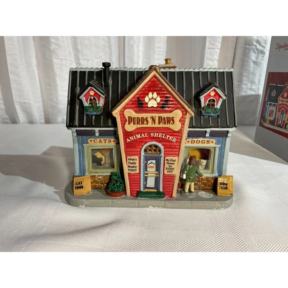 Lemax Purrs N Paws Animal Shelter 65152 Retired Village Building Box 2016
